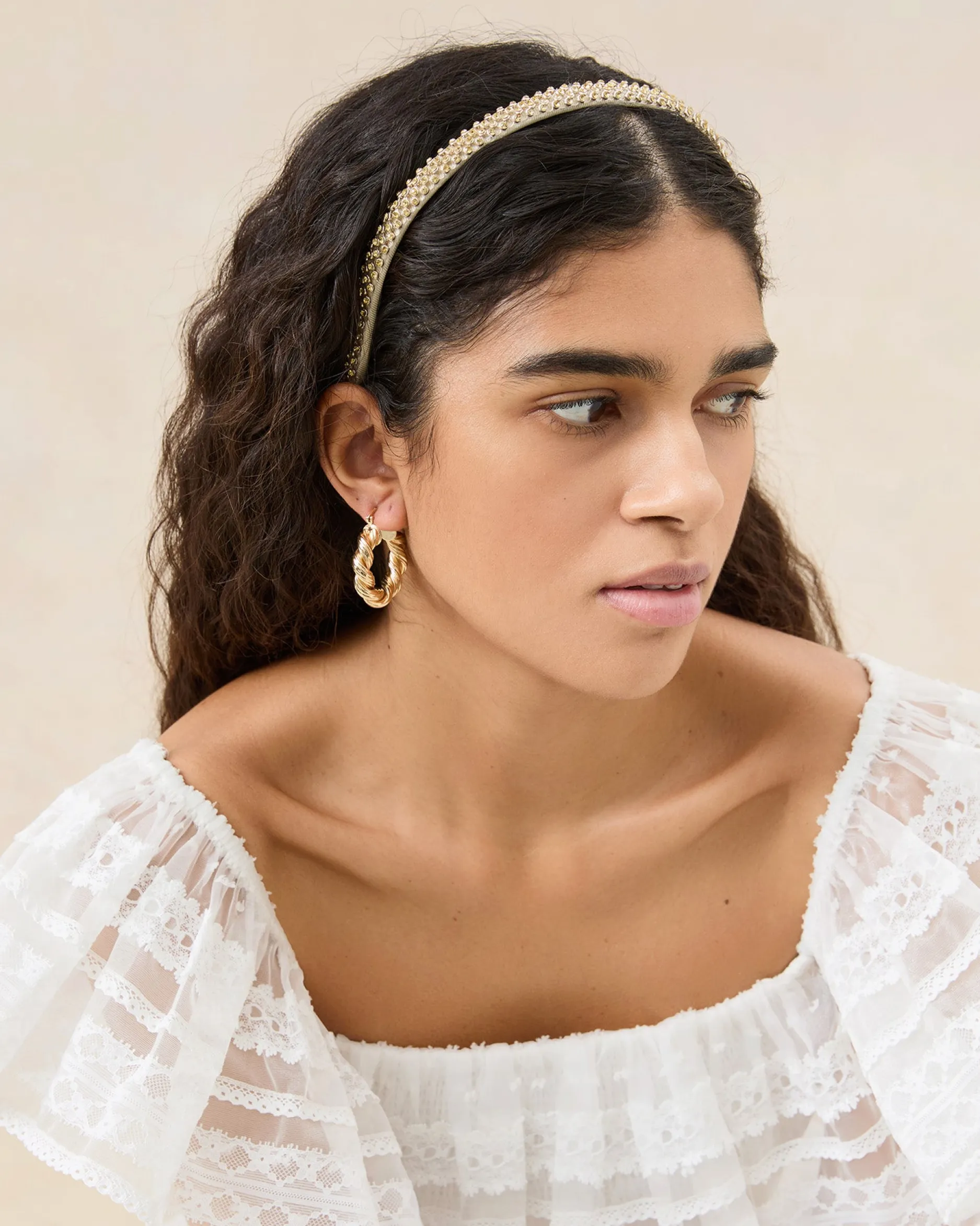 Loeffler Randall Anya Gold/Hay Skinny Headband Set| Event Essentials|Accessories