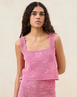 Loeffler Randall Aurelie Rose Crochet Sleeveless Top| FOR THE GUESTS|Event Essentials
