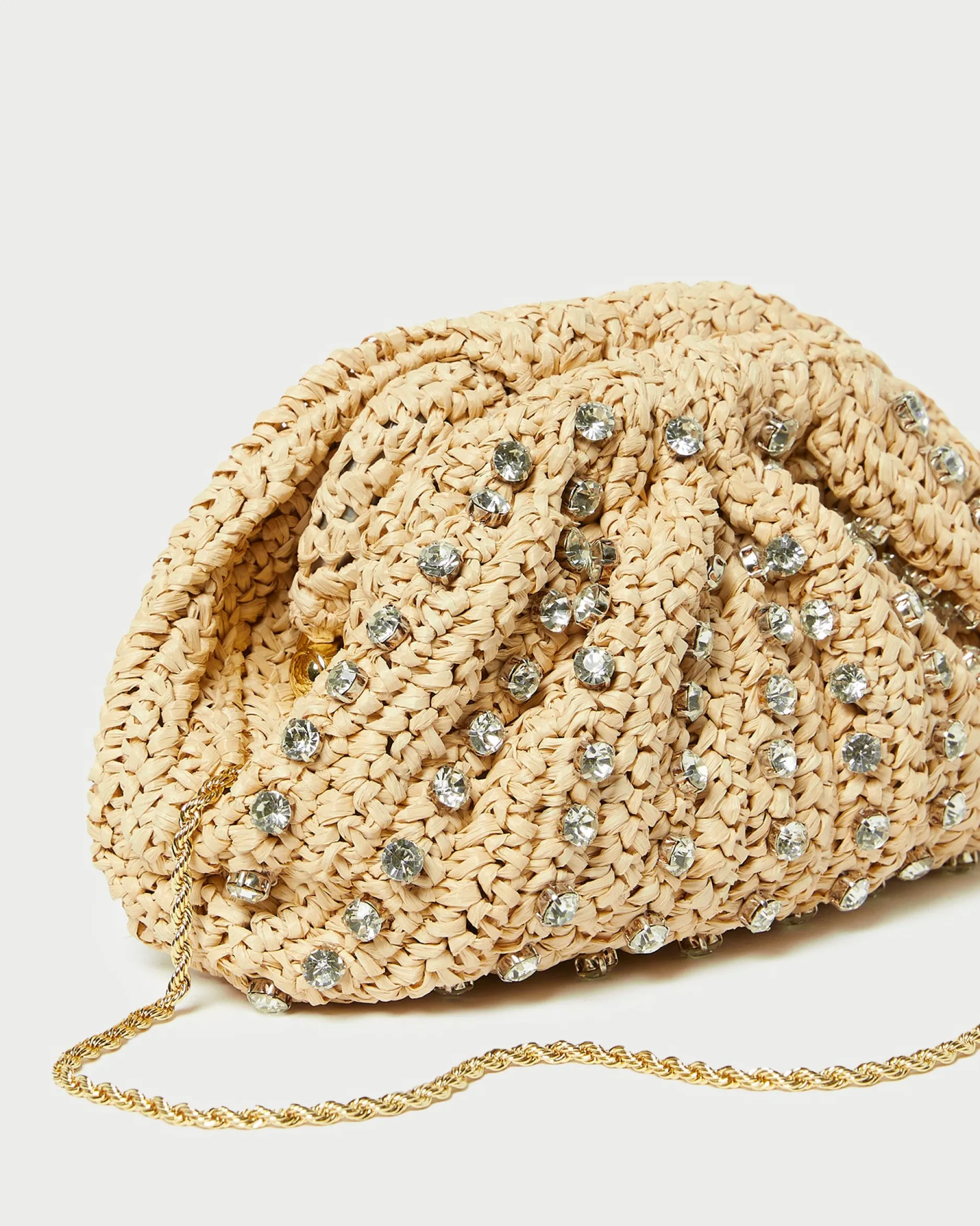 Loeffler Randall Bailey Natural/Crystal Dome Clutch| Event Essentials|Vacation Shop
