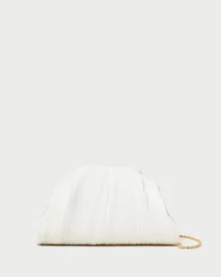 Loeffler Randall Bailey White Pleated Dome Clutch| SOMETHING BLUE|Event Essentials