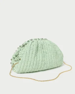 Loeffler Randall Bailey White Pleated Dome Clutch| SOMETHING BLUE|Event Essentials