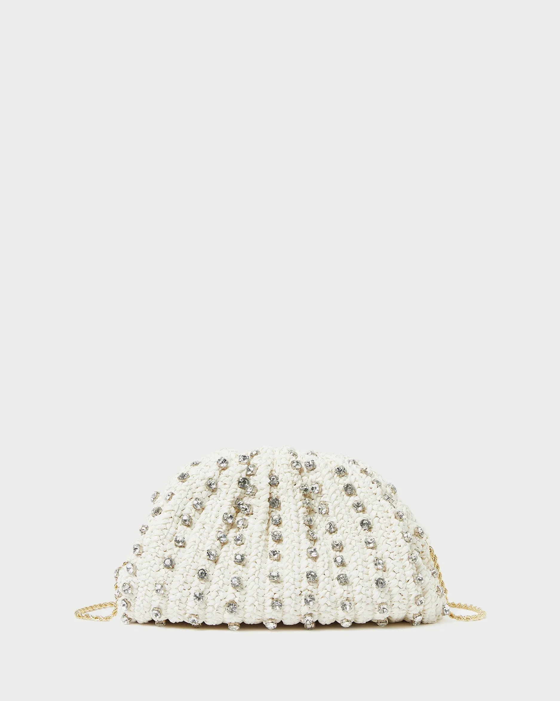 Loeffler Randall Bailey White/Crystal Dome Clutch| SOMETHING BLUE|FOR THE GUESTS