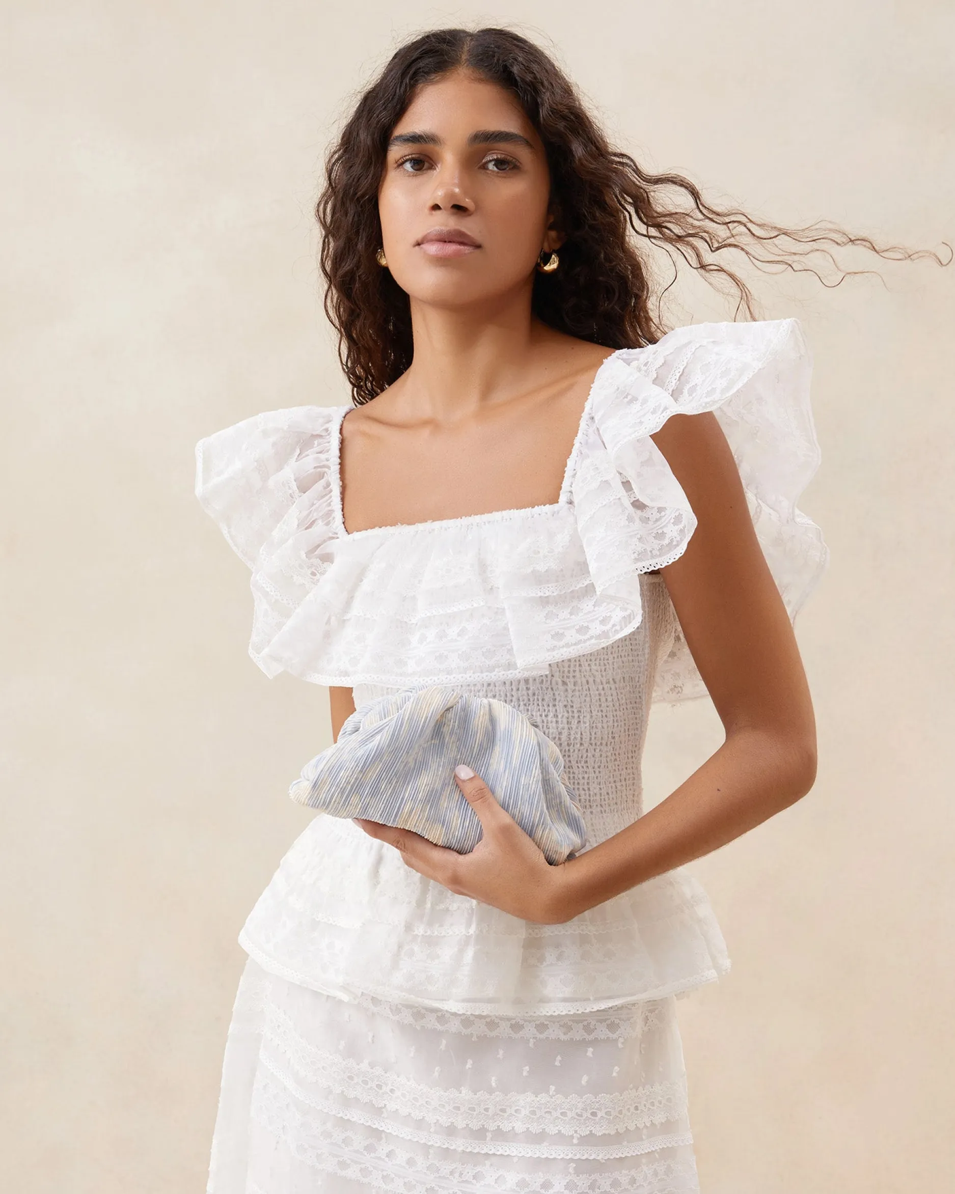 Loeffler Randall Bailey White/Crystal Dome Clutch| SOMETHING BLUE|FOR THE GUESTS