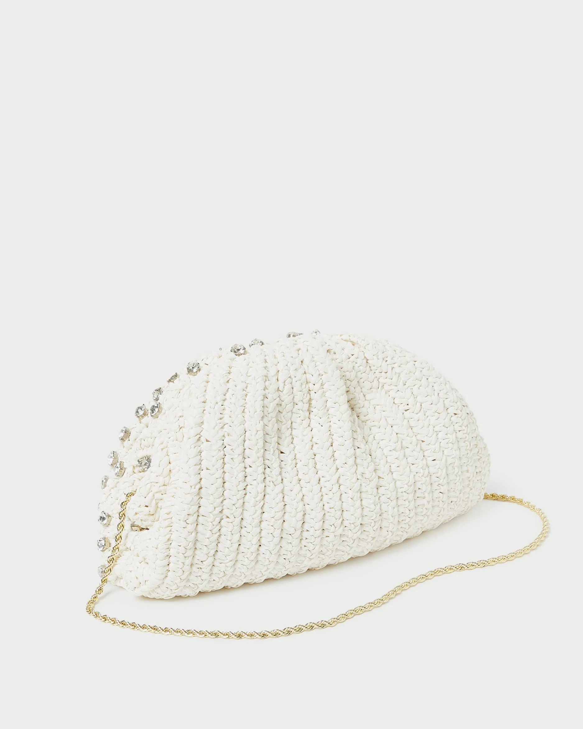 Loeffler Randall Bailey White/Crystal Dome Clutch| SOMETHING BLUE|FOR THE GUESTS