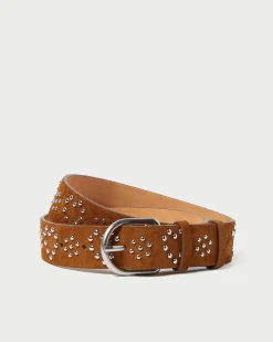 Loeffler Randall Beckett Cacao Suede Studded Belt| Casual Staples|Jessie Loves
