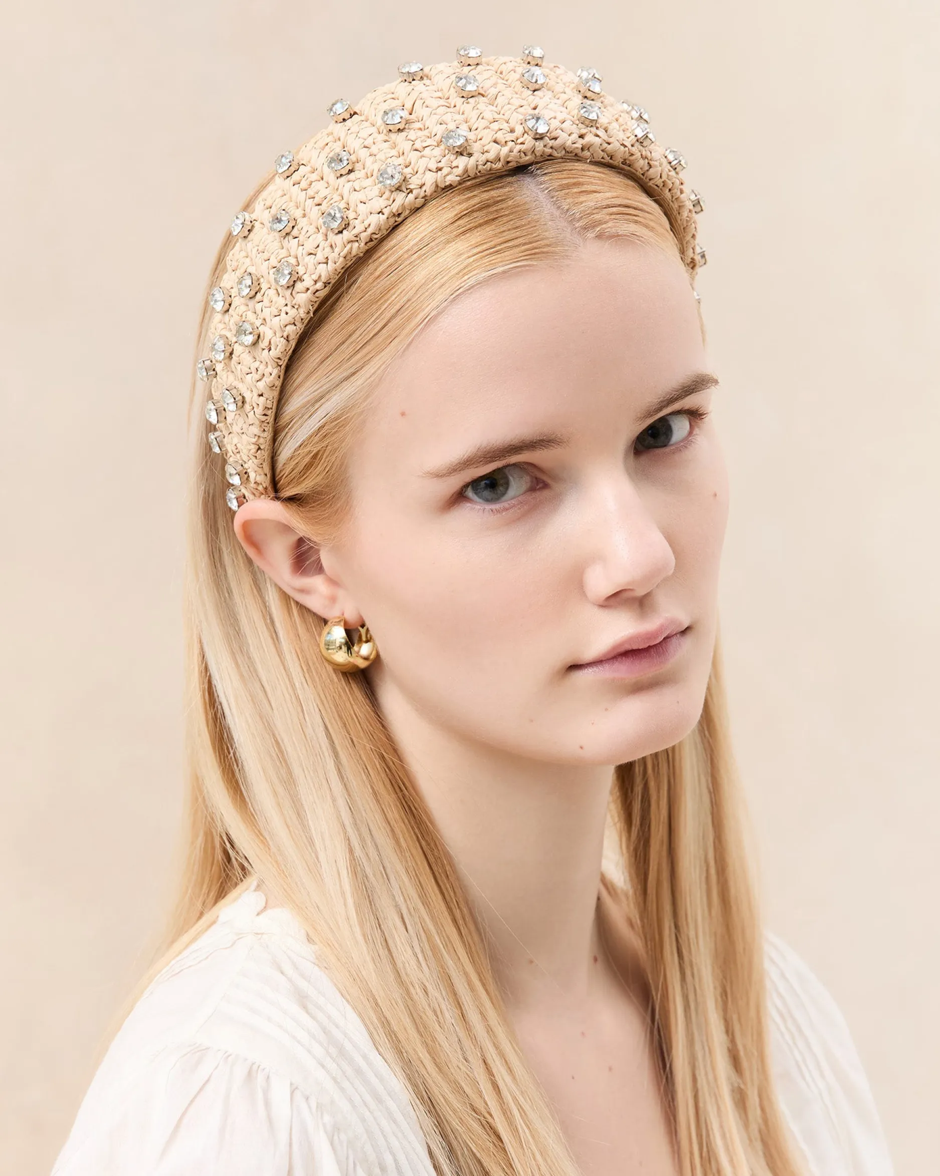 Loeffler Randall Bellamy Natural/Crystal Puffy Headband| Accessories