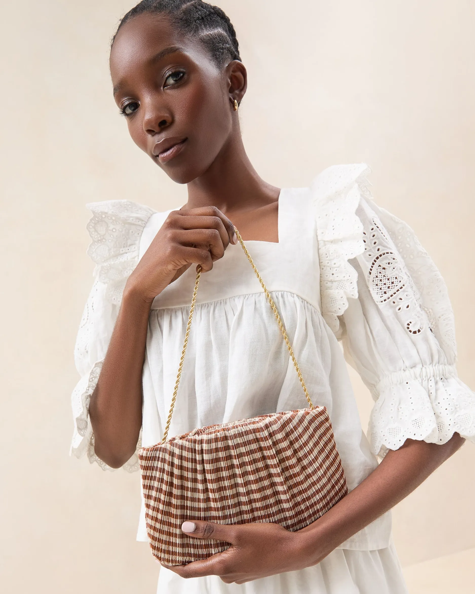 Loeffler Randall Brit Lamé Pleated Clutch| Clutches