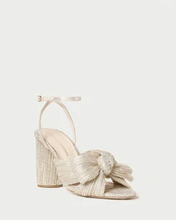 Loeffler Randall Camellia Pearl Pleated Bow Heel| FOR THE BRIDE|Heeled Sandals