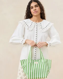 Loeffler Randall Ellis Green Stripe Packable Tote| Jessie Loves|Totes