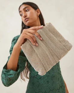 Loeffler Randall Ember Gold Diamanté Gathered Clutch| FOR THE GUESTS|FOR THE BRIDE