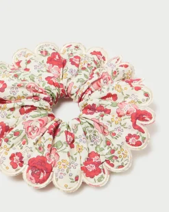 Loeffler Randall Frankie Red Floral Scallop Scrunchie| Accessories