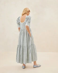 Loeffler Randall Gillian Blue Floral Puff-Sleeve Dress| Dresses