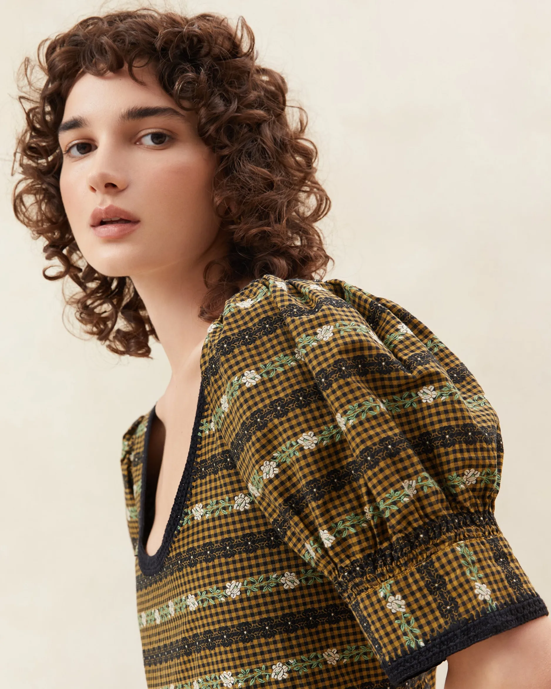 Loeffler Randall Gillian Blue Floral Puff-Sleeve Dress| Dresses