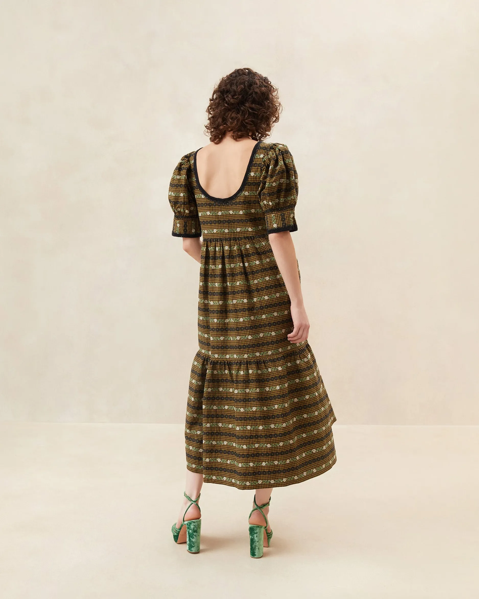 Loeffler Randall Gillian Blue Floral Puff-Sleeve Dress| Dresses