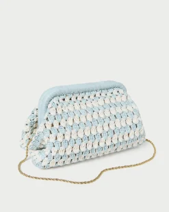 Loeffler Randall Glenda Blue/Cream Crochet Clutch| FOR THE GUESTS|Clutches