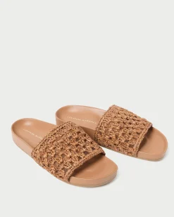 Loeffler Randall Henri Crochet Leather Sandal| Flat Sandals