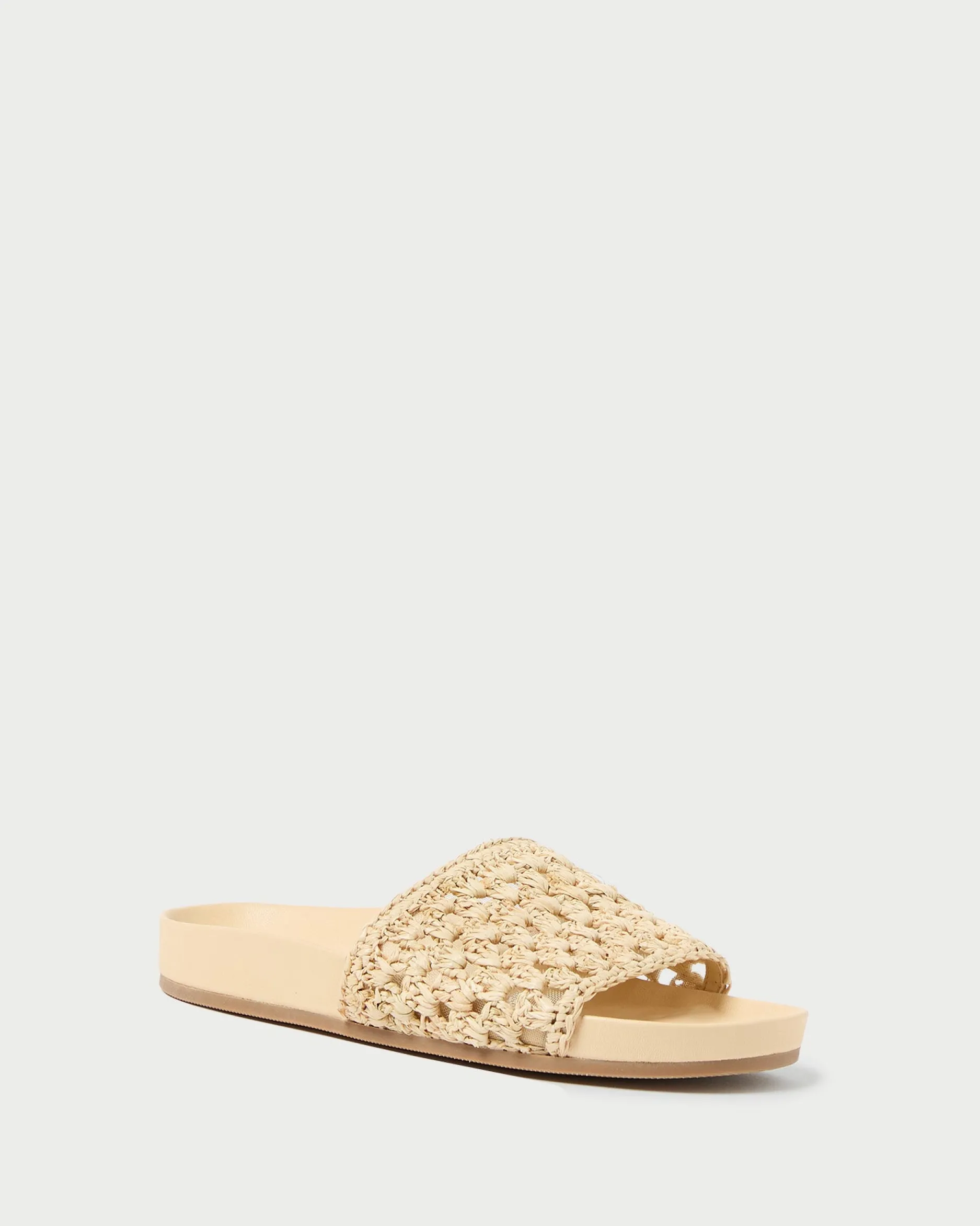 Loeffler Randall Henri Green/White Crochet Raffia Sandal| Flat Sandals