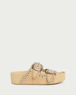 Loeffler Randall Jack Saffron Suede Studded Sandal| Flat Sandals