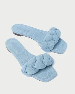 Loeffler Randall Joanna Denim Braided Sandal| FOR THE BRIDE|Flat Sandals