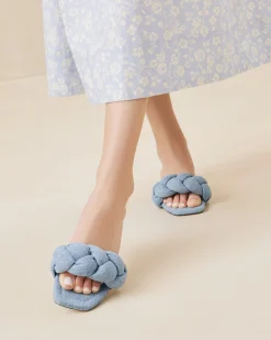 Loeffler Randall Joanna Denim Braided Sandal| FOR THE BRIDE|Flat Sandals