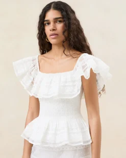 Loeffler Randall Layla Cream Ruffle Sleeveless Blouse| FOR THE BRIDE|Event Essentials