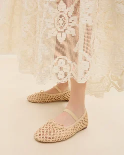 Loeffler Randall Leonie Natural Crochet Ballet Flat| Casual Staples|Vacation Shop