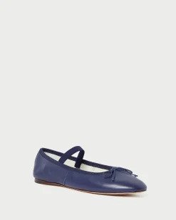 Loeffler Randall Leonie Navy Leather Ballet Flat| Flats & Loafers