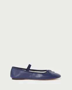 Loeffler Randall Leonie Navy Leather Ballet Flat| Flats & Loafers