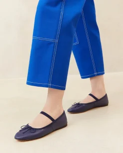 Loeffler Randall Leonie Navy Leather Ballet Flat| Flats & Loafers