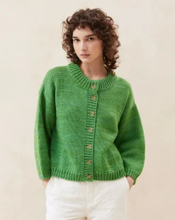 Loeffler Randall Maddie Sapphire Mock Neck Cardigan| Knitwear