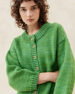 Loeffler Randall Maddie Sapphire Mock Neck Cardigan| Knitwear