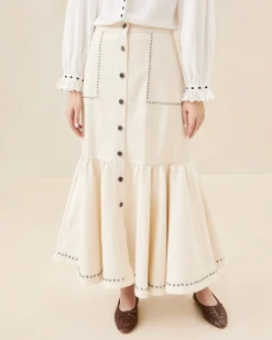 Loeffler Randall Mateo Button-Front Skirt| Casual Staples|Vacation Shop