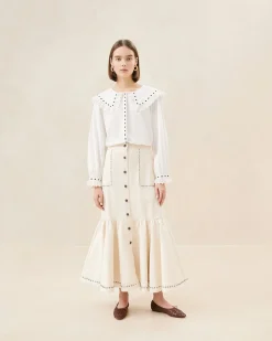 Loeffler Randall Mateo Button-Front Skirt| Event Essentials|Vacation Shop