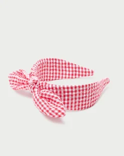 Loeffler Randall Meadow Red Gingham Knot Headband| Accessories