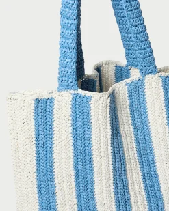 Loeffler Randall Orion Blue/White Raffia Tote| Casual Staples|Totes