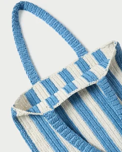 Loeffler Randall Orion Blue/White Raffia Tote| Casual Staples|Totes