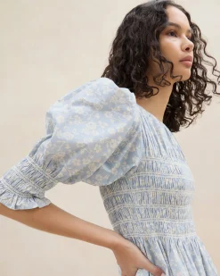 Loeffler Randall Quinn Blue Floral Cinched Dress| Dresses