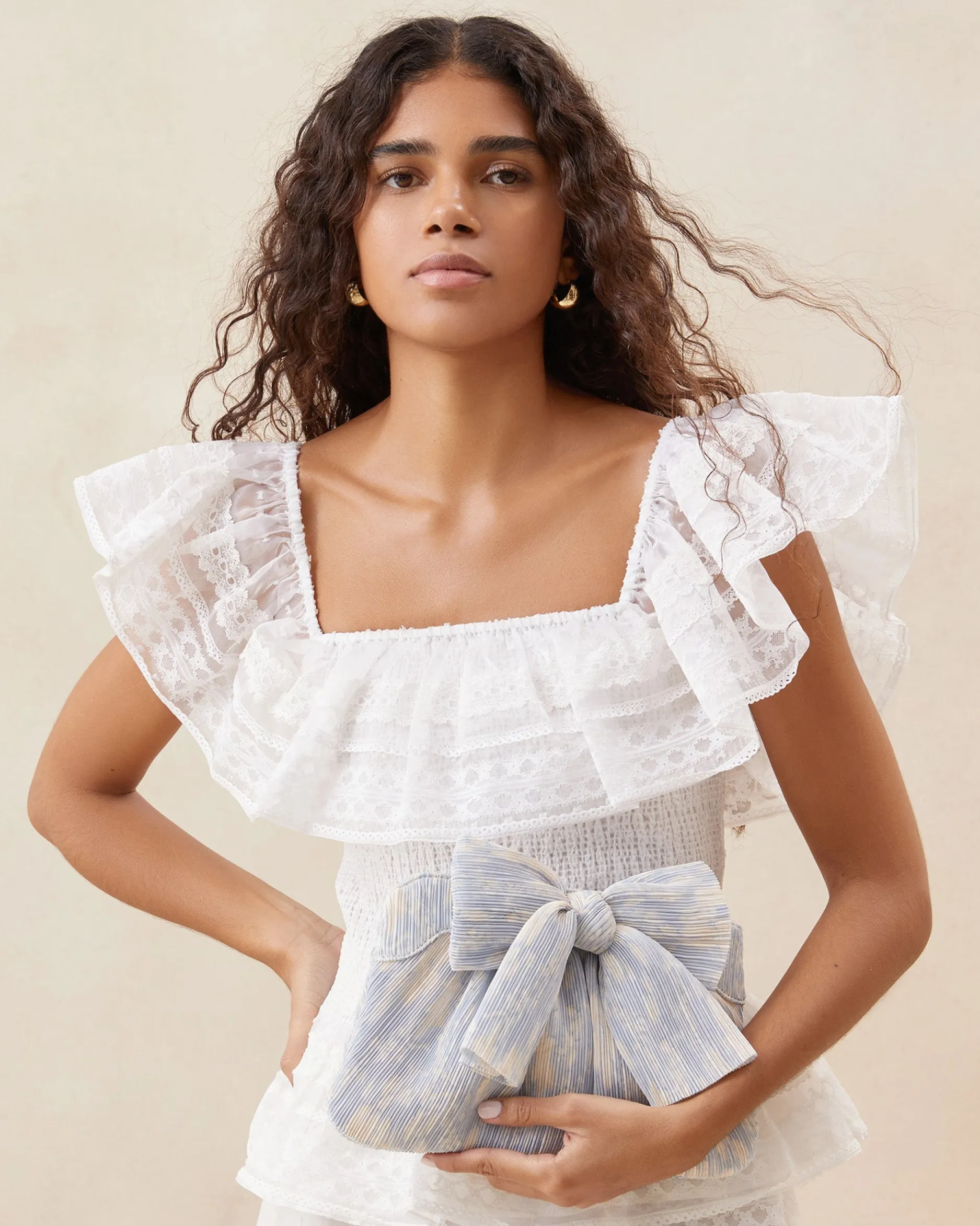 Loeffler Randall Rayne Blue Floral Bow Clutch| SOMETHING BLUE|FOR THE GUESTS