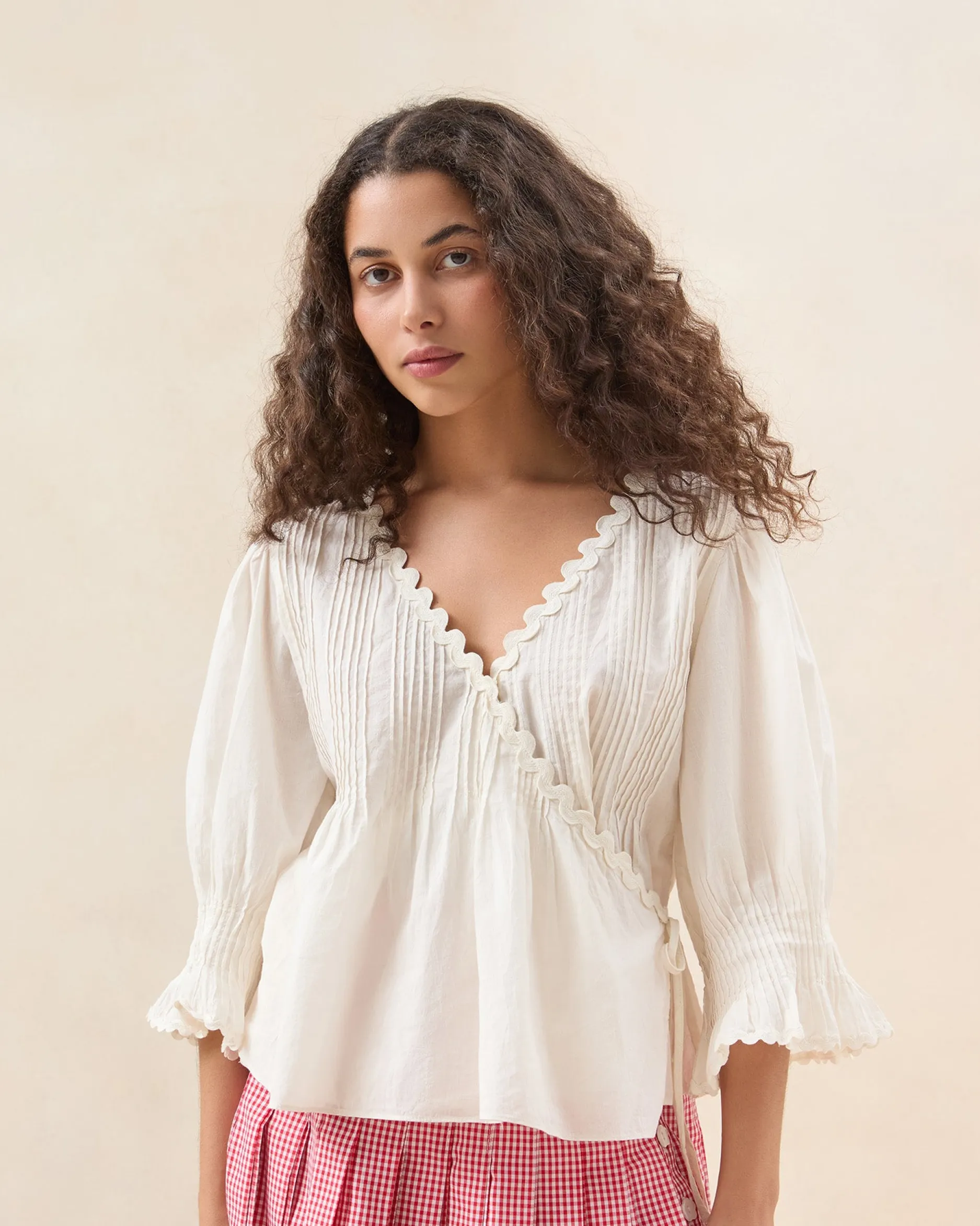 Loeffler Randall Sasha White Wrap Blouse| Tops