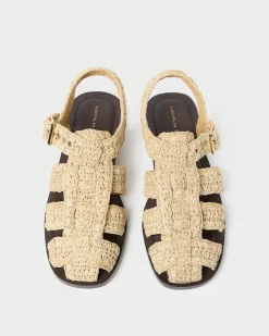 Loeffler Randall Sawyer Natural Crochet Caged Sandal| Casual Staples|Vacation Shop