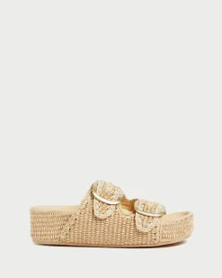 Loeffler Randall Theo Blue Raffia Footbed Sandal| Casual Staples|Flat Sandals