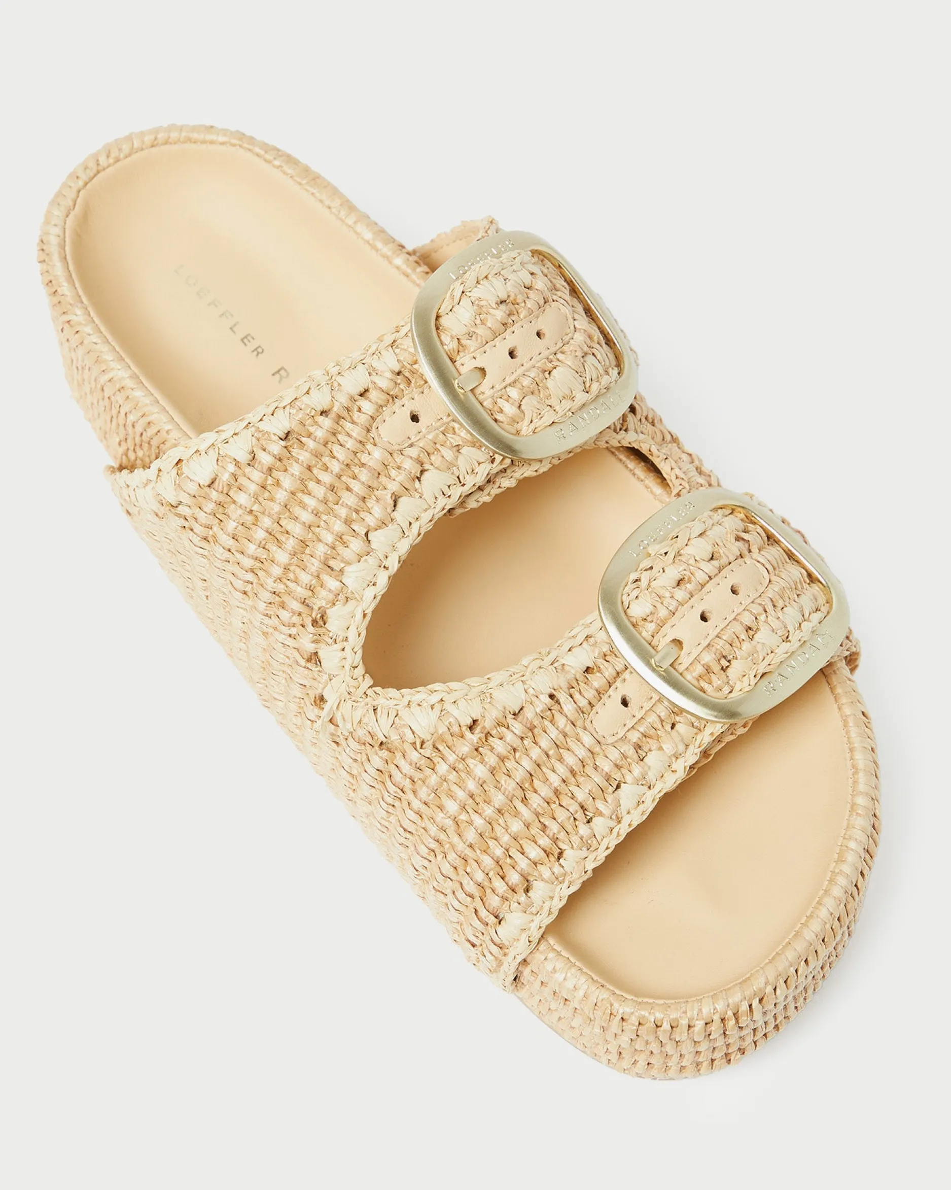Loeffler Randall Theo Cream Raffia Footbed Sandal| Flat Sandals
