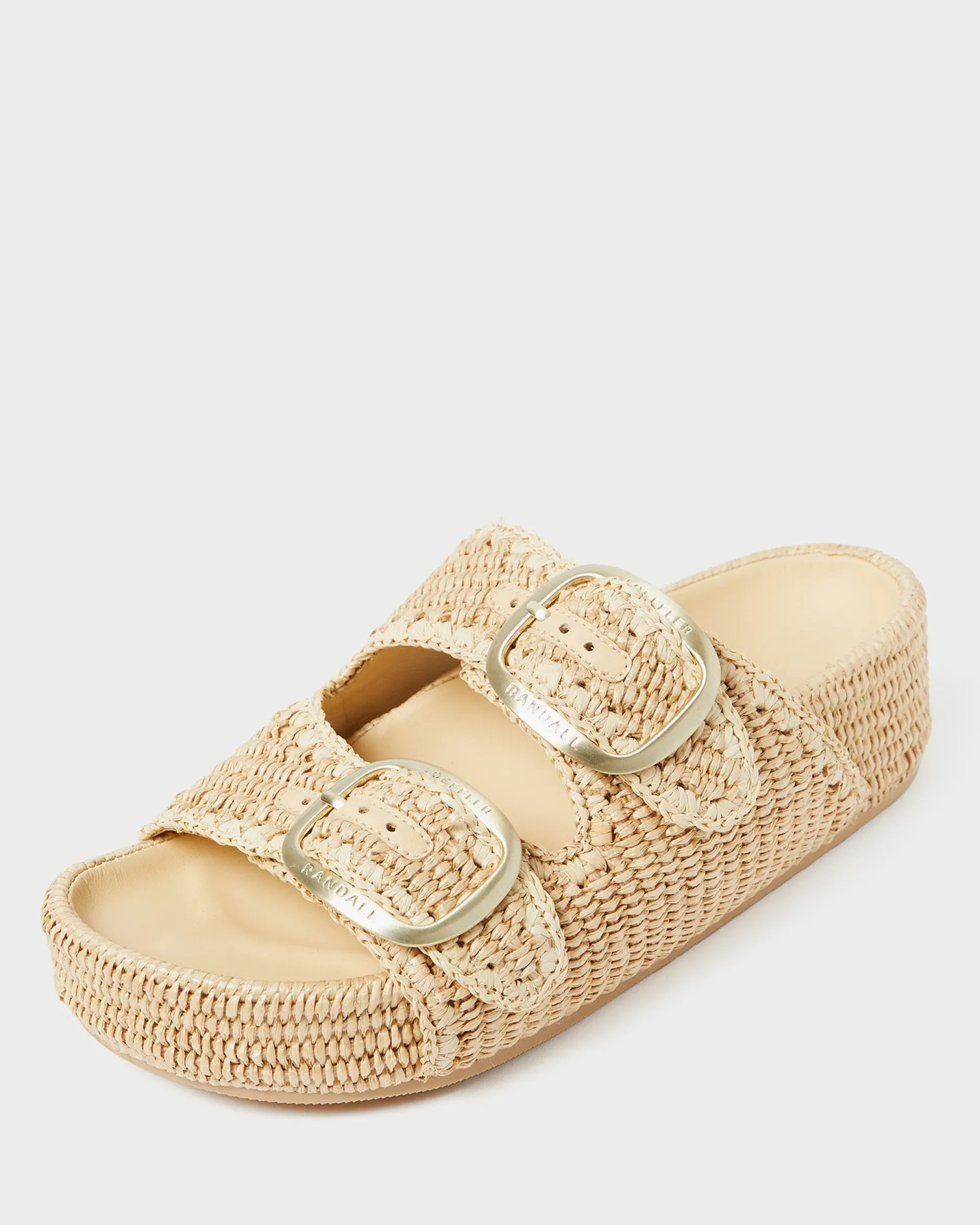 Loeffler Randall Theo Cream Raffia Footbed Sandal| Flat Sandals