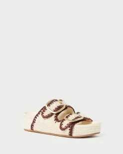 Loeffler Randall Theo Cream Raffia Footbed Sandal| Flat Sandals
