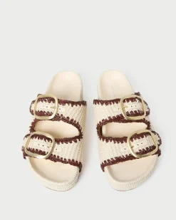 Loeffler Randall Theo Cream Raffia Footbed Sandal| Flat Sandals