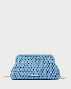 Loeffler Randall Trudie Blue Crochet Frame Clutch| FOR THE GUESTS|FOR THE BRIDE